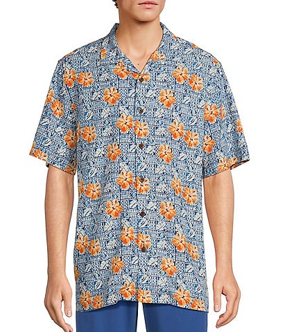 Caribbean Batik Printed Short Sleeve Woven Shirt