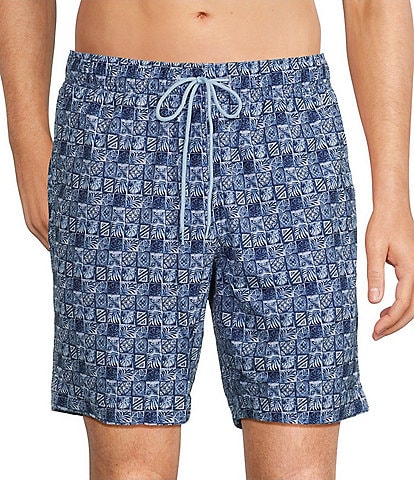 Caribbean Big & Tall Batik Geo 8" Inseam Swim Trunks