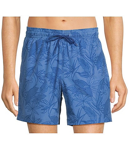 Caribbean Big & Tall Bird Of Paradise 6#double; And 9#double; Inseam Swim Trunks