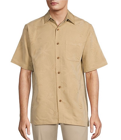 Caribbean Big & Tall Bird of Paradise Textured Jacquard Short Sleeve Woven Shirt