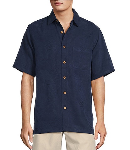 Caribbean Big & Tall Bird of Paradise Textured Short Sleeve Woven Shirt