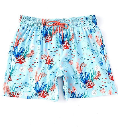 Caribbean Big & Tall Coral Reef 6#double; and 8#double; Inseam Swim Trunks