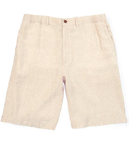 Caribbean Big & Tall Flat Front Linen 10#double;/12#double; Inseam Shorts