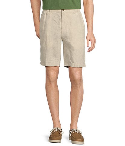 Caribbean Big & Tall Flat Front Linen 9" Shorts
