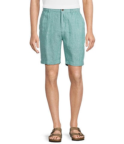 Caribbean Big & Tall Flat Front Linen 9" Shorts