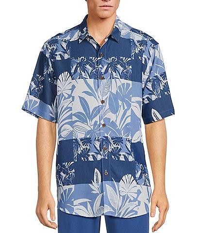 Caribbean Big & Tall Floral Patchwork Print Short Sleeve Woven Shirt