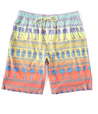 Caribbean Big & Tall Palm Tree Ombre 9#double; and 11#double; Swim Trunks