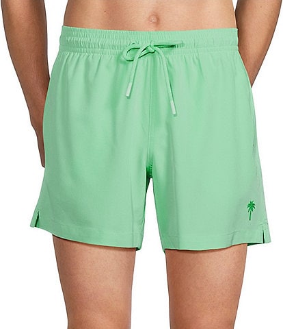 Caribbean Big & Tall Palmsway 6#double; Solid Swim Trunks