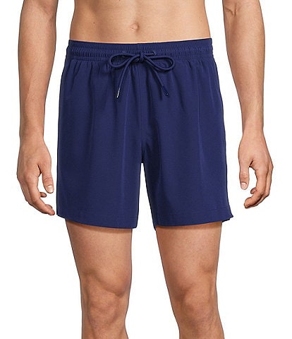 Caribbean Big & Tall Palmsway 6#double; Solid Swim Trunks