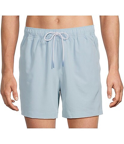 Caribbean Big & Tall Palmsway 6" Solid Swim Trunks