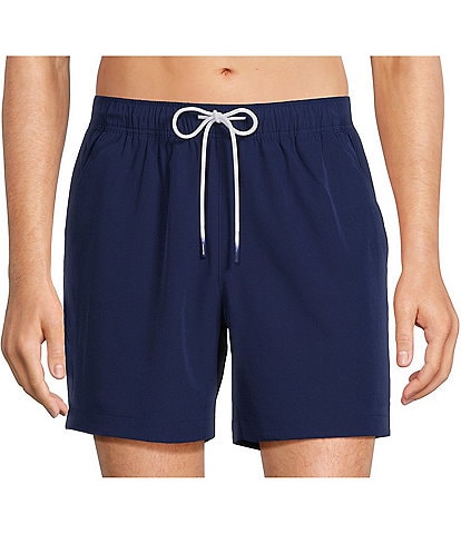 Caribbean Big & Tall Palmsway 6" Solid Swim Trunks