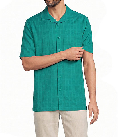 Caribbean Camp Texture Solid Short Sleeve Woven Shirt