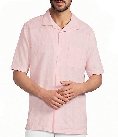 Caribbean Camp Texture Solid Short Sleeve Woven Shirt