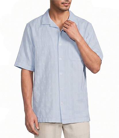 Caribbean Camp Texture Solid Short Sleeve Woven Shirt