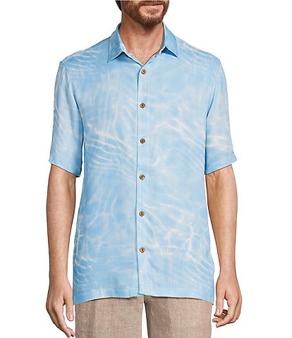Caribbean Clear Water Print Short Sleeve Woven Shirt