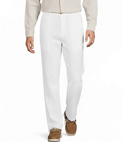 Caribbean Coastal Linen Flat Front Pants