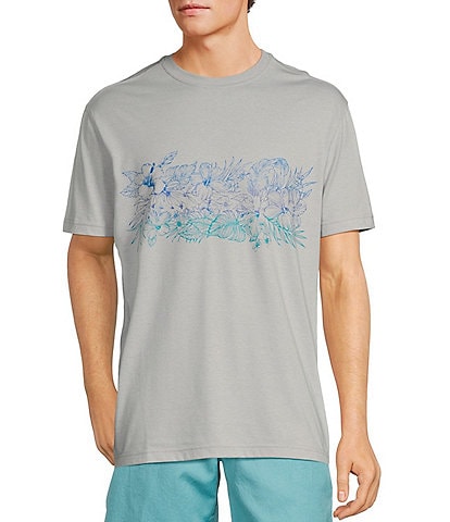 Caribbean Floral Chest Short Sleeve Graphic T-Shirt