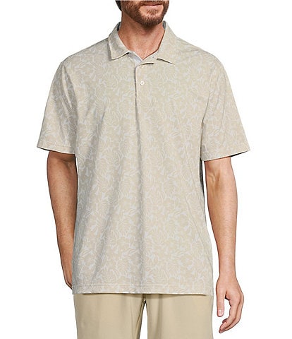 Caribbean Floral Print Short Sleeve Polo Shirt