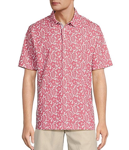 Caribbean Floral Print Short Sleeve Polo Shirt