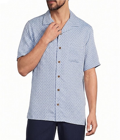 Caribbean Micro Print Short Sleeve Woven Camp Shirt