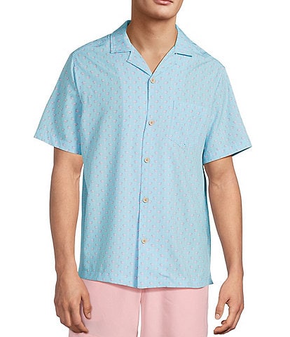 Caribbean Mini Flamingo Teal Cabana Woven Top