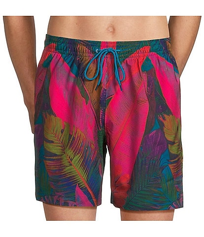 Caribbean Neon Fronds 6" Swim Trunks