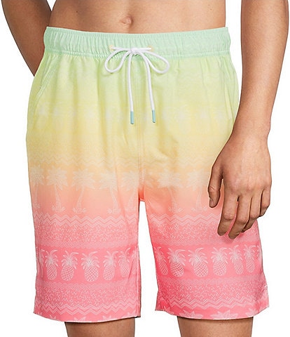 Caribbean Ombre Placed Palms 8" Swim Trunks
