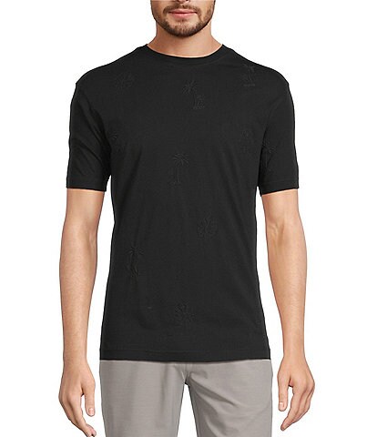 Caribbean Palm Tree Embroidery Short Sleeve T-Shirt