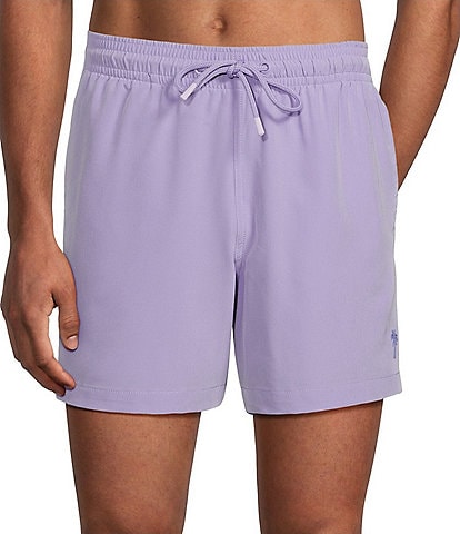 Caribbean Palmsway 6#double; Solid Swim Trunks