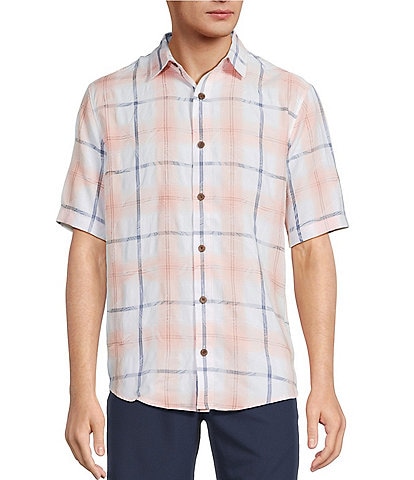 Caribbean Plaid Textured Short Sleeve Woven Shirt