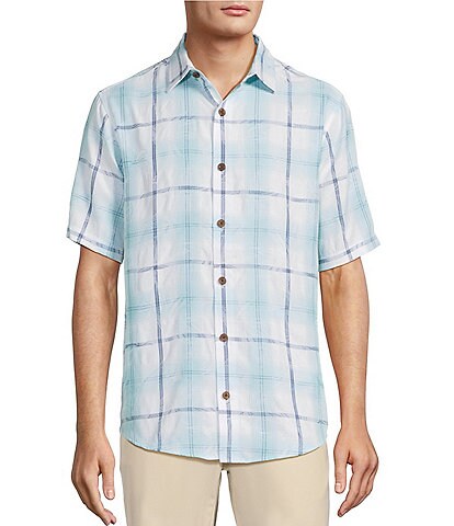 Caribbean Plaid Textured Short Sleeve Woven Shirt