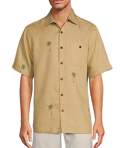Caribbean Relaxed Fit Khaki Palm Valley Short Sleeve Woven Shirt