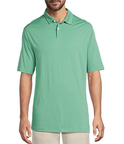 Caribbean Solid Seersucker Short Sleeve Polo Shirt