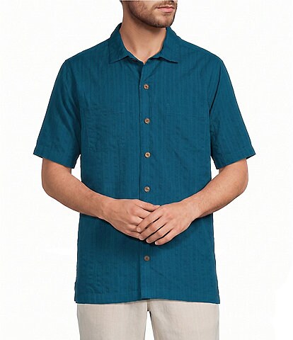 Caribbean Solid Short Sleeve Woven Shirt