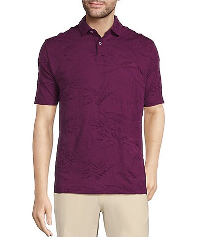 Caribbean Textured Floral Jacquard Short Sleeve Polo Shirt