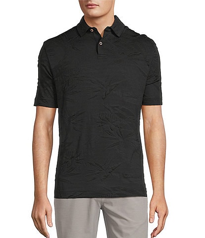 Caribbean Textured Floral Jacquard Short Sleeve Polo Shirt