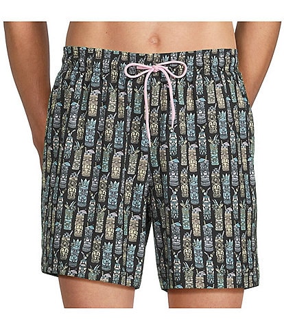 Caribbean Tiki Drinks 6" Swim Trunks