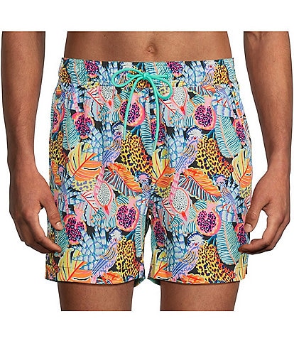 Caribbean Tropical Jungle 5" Swim Trunks