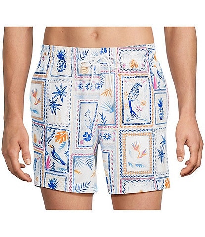 Caribbean Watercolor Collage 6" Swim Trunks
