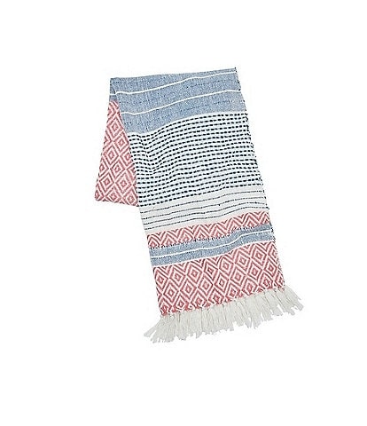 Berkley Hand-Woven Diamond Pattern Mixed Media Cotton Throw Blanket