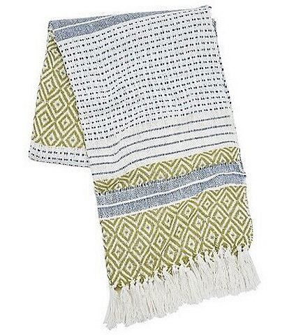carol & frank Berkley Hand-Woven Diamond Pattern Mixed Media Cotton Throw Blanket