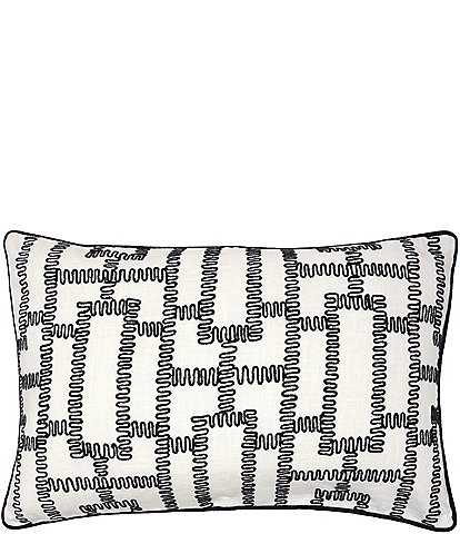 carol & frank Crawford Hand-Stitched Geometric Embroidered Mid-Century Modern Decorative Pillow