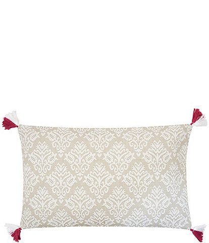 carol & frank Lottie Woven Jacquard Chinoiserie Tassel Decorative Pillow