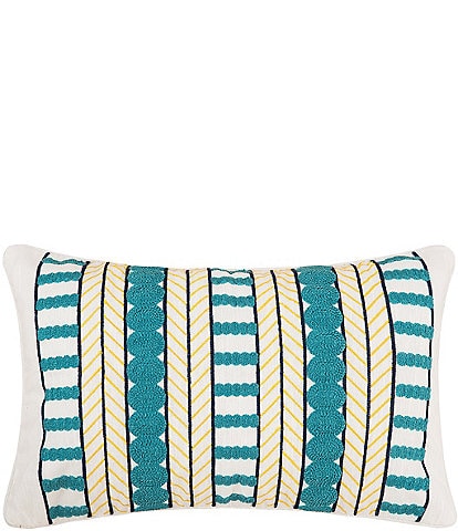 carol & frank Marti Embroidered Retro-Inspired Striped Mixed Media Decorative Pillow