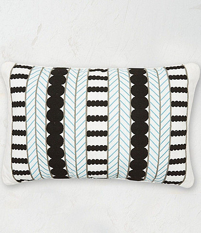 carol & frank Marti Embroidered Retro-Inspired Striped Mixed Media Decorative Pillow