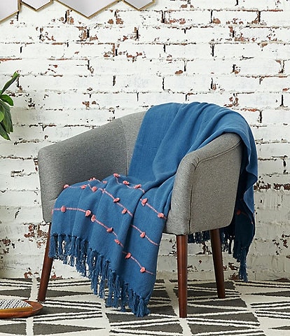 Tabb Tufted Textured Throw Blanket - Mallard/Hibiscus