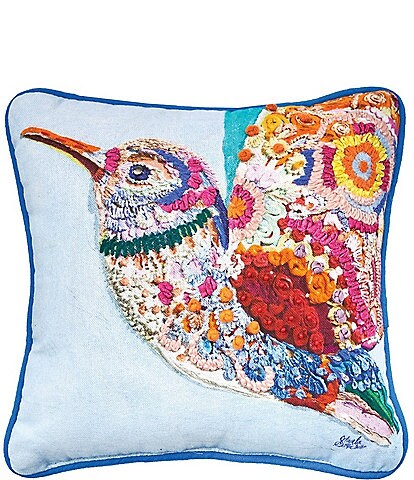 carol & frank Colorful Mixed Media Hummingbird Petite Decorative Throw Pillow