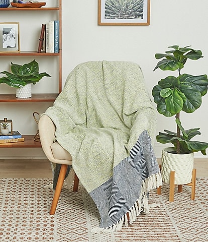 carol & frank Jason Mixed Media Chevron Stripe Citron Throw Blanket