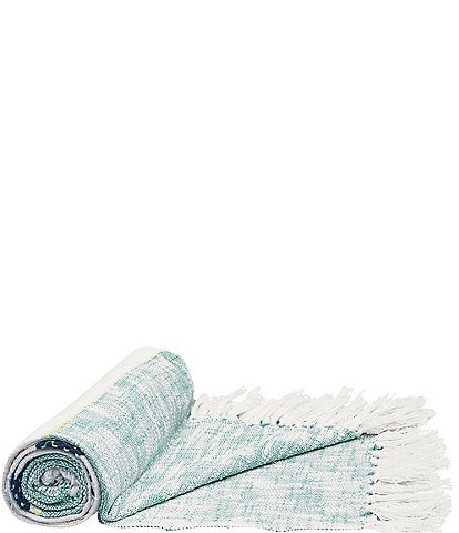 carol & frank Luna Melange Weave Textured Slub Accent Tassel Fringe Throw Blanket