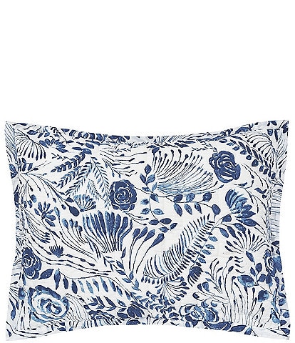 carol & frank Starla Chinoiserie Floral Print Kantha Stitch Standard Pillow Sham